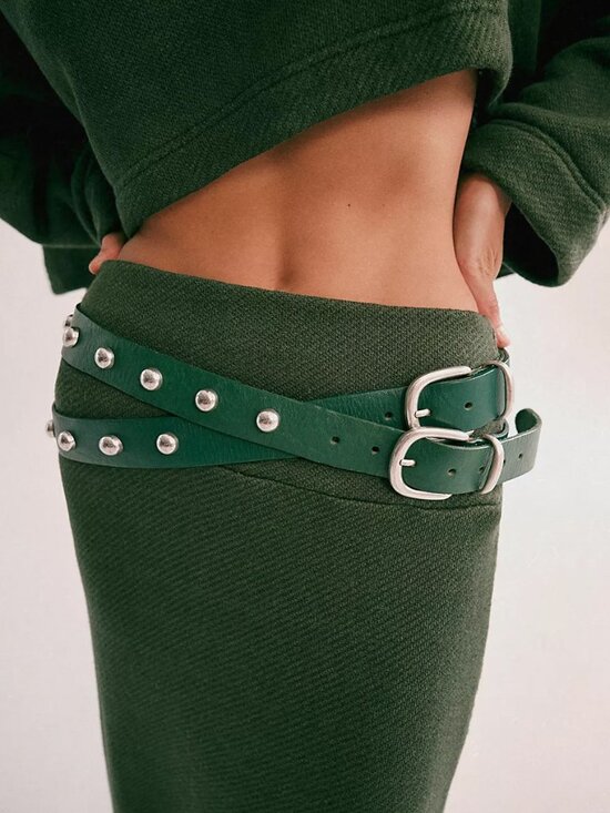 FREE PEOPLE Rhodes Stud Belt / Emerald main image 12